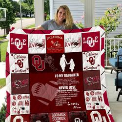 Oklahoma Sooners - To My Daughter - Love Mom Quilt and Home Decor