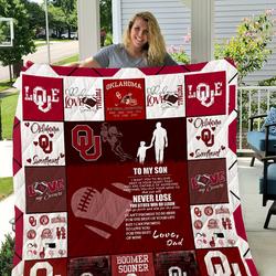 Oklahoma Sooners - To My Son - Love Dad Quilt and Home Decor