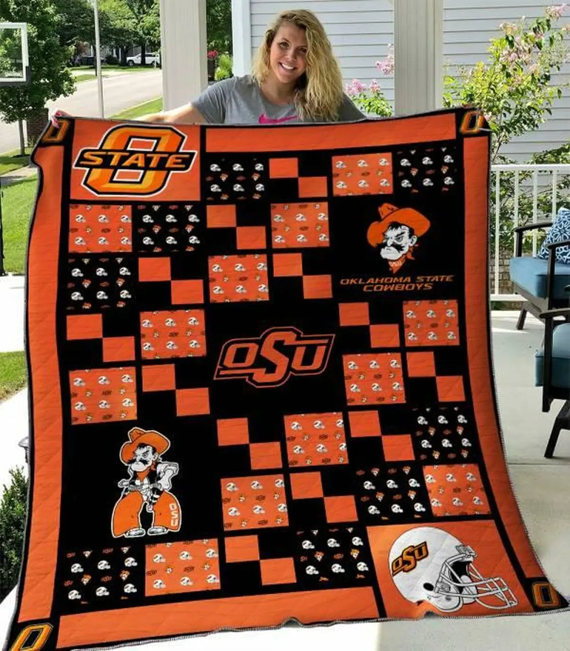 Oklahoma State Cowboys Quilt Blanket B310508 Quilt and Home Decor