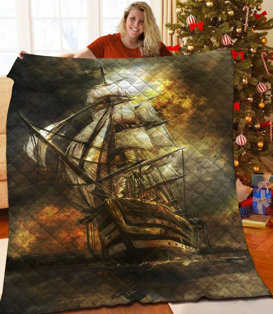 Old Boat JFJ10779 3D Customized Quilt 2707 and Home Decor
