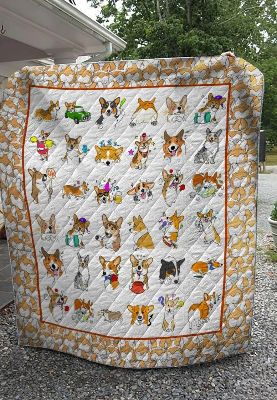 One Day Of Corgi Quilt Blanket Great Customized Blanket Gifts For Birthday Christmas Thanksgiving and Home Decor