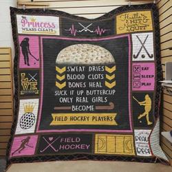 Only Real Girls Become Field Hockey Players Quilt Blanket Great Customized Blanket Gifts For Birthday Christmas Thanksgiving and Home Decor