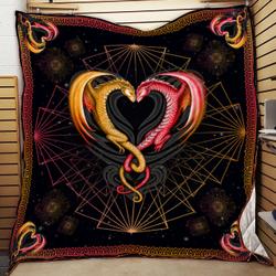 Orange Dragon Couple Quilt Kp1 and Home Decor