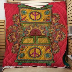 Orange Hippie Van Mandala Comforter Set Quilt and Home Decor