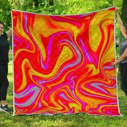 Orange Psychedelic Liquid Trippy Cl17100410Mdq Quilt Blanket and Home Decor