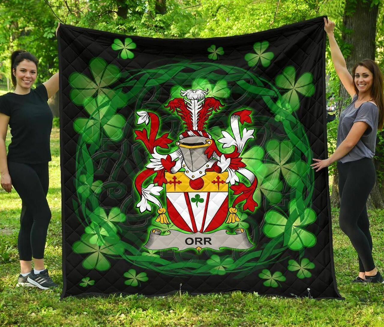 Orr Ireland Irish Celtic Shamrock Knot Circle JFJ10824 3D Customized Quilt 2707 and Home Decor
