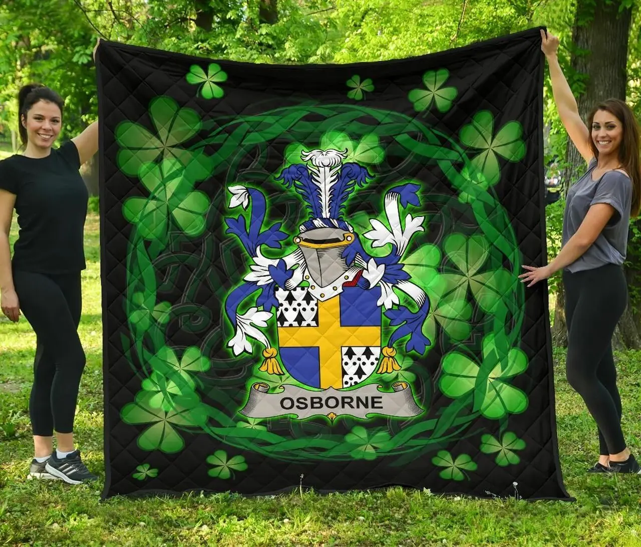 Osborne Ireland Irish Celtic Shamrock Knot Circle JFJ10828 3D Customized Quilt 2707 and Home Decor