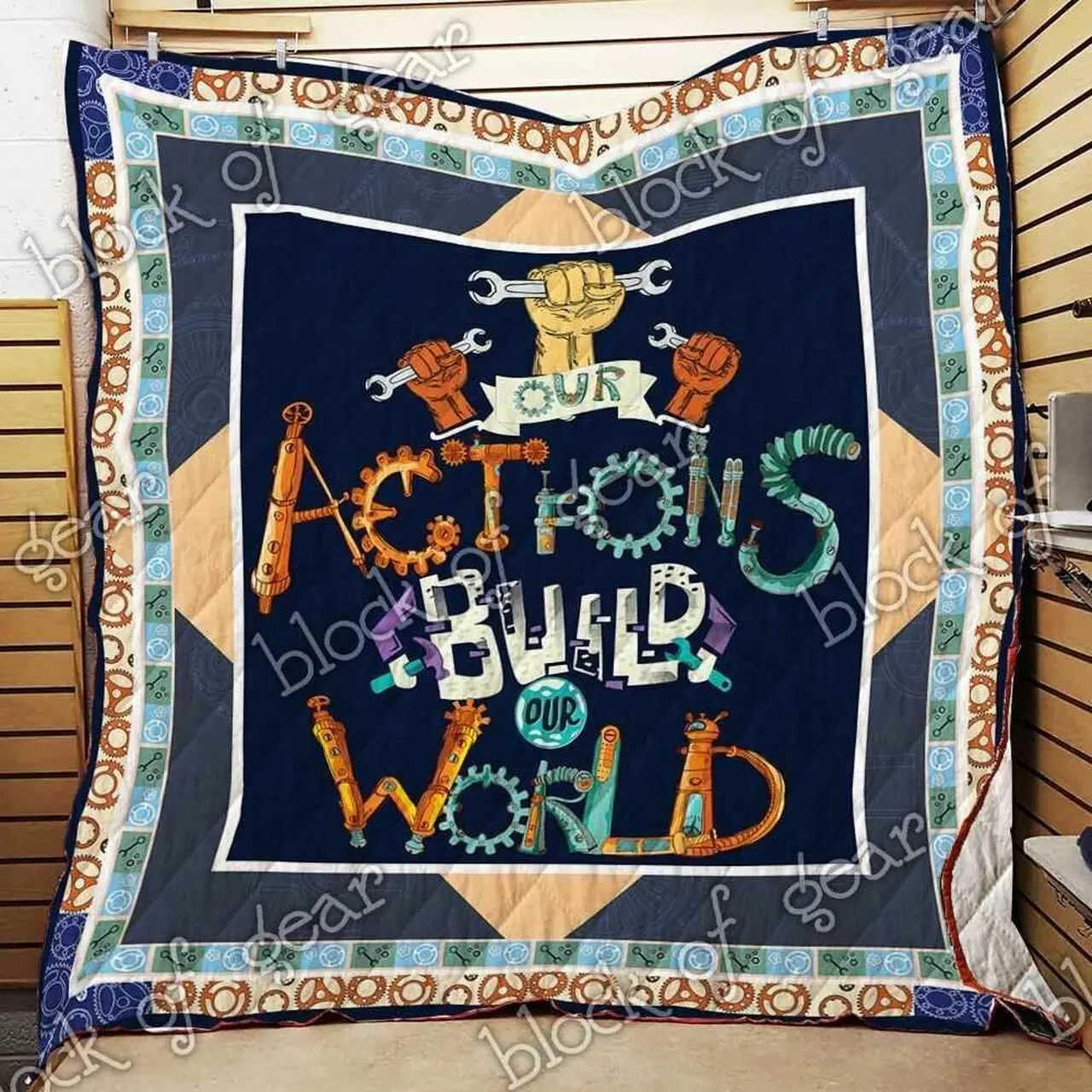 Our Actions Build Our World Blanket Kc1707 Quilt and Home Decor
