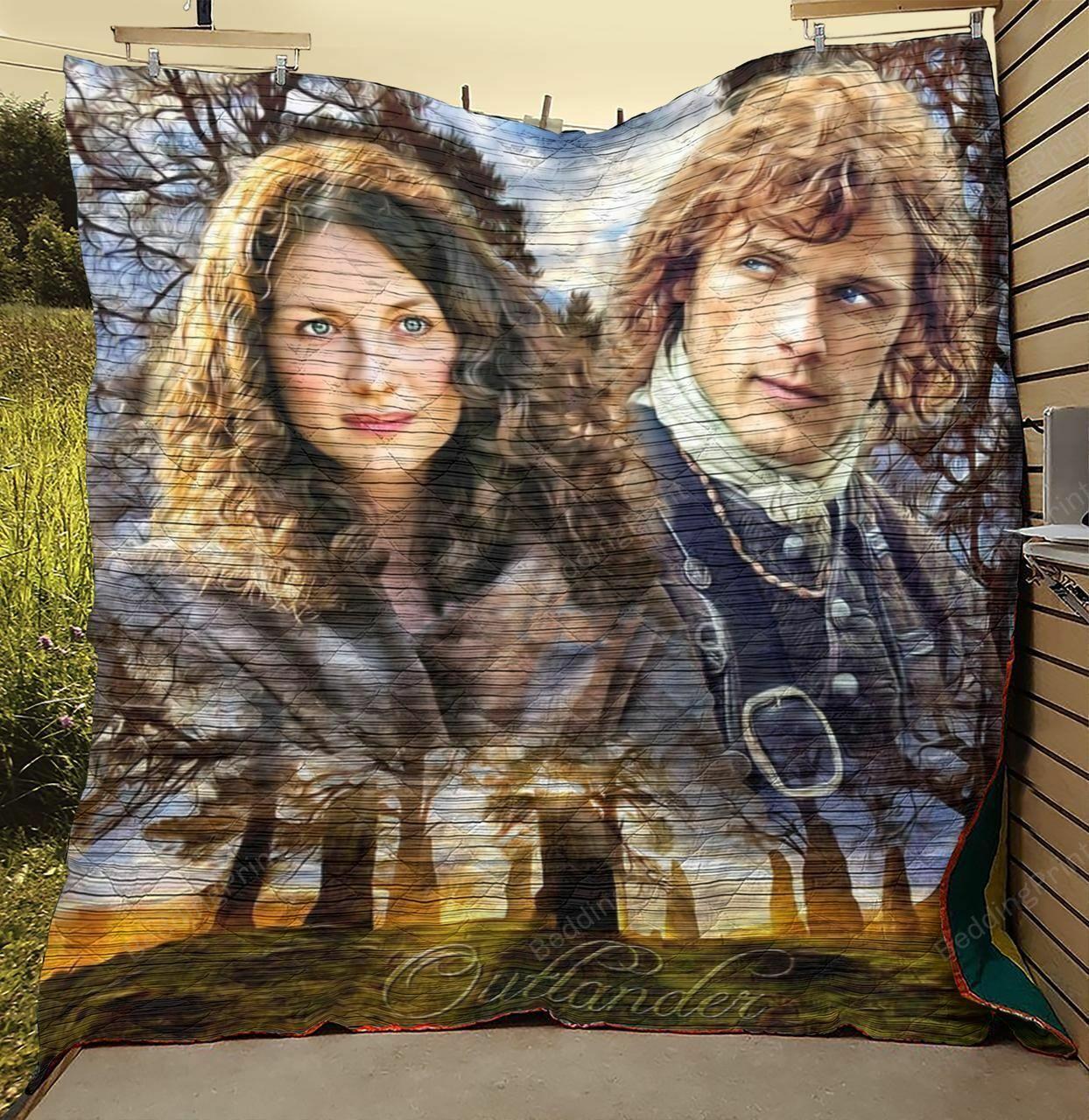 Outlander Jamie And Claire Craigh Na Dun Quilt Blanket and Home Decor