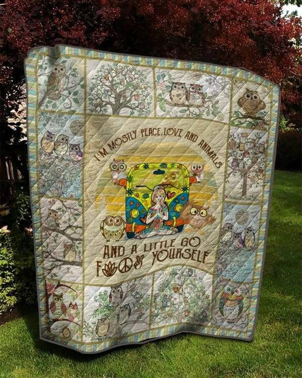 Owl And Yoga Girl Quilt V1 and Home Decor