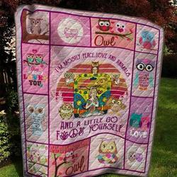 Owl And Yoga Girl Quilt V2 and Home Decor