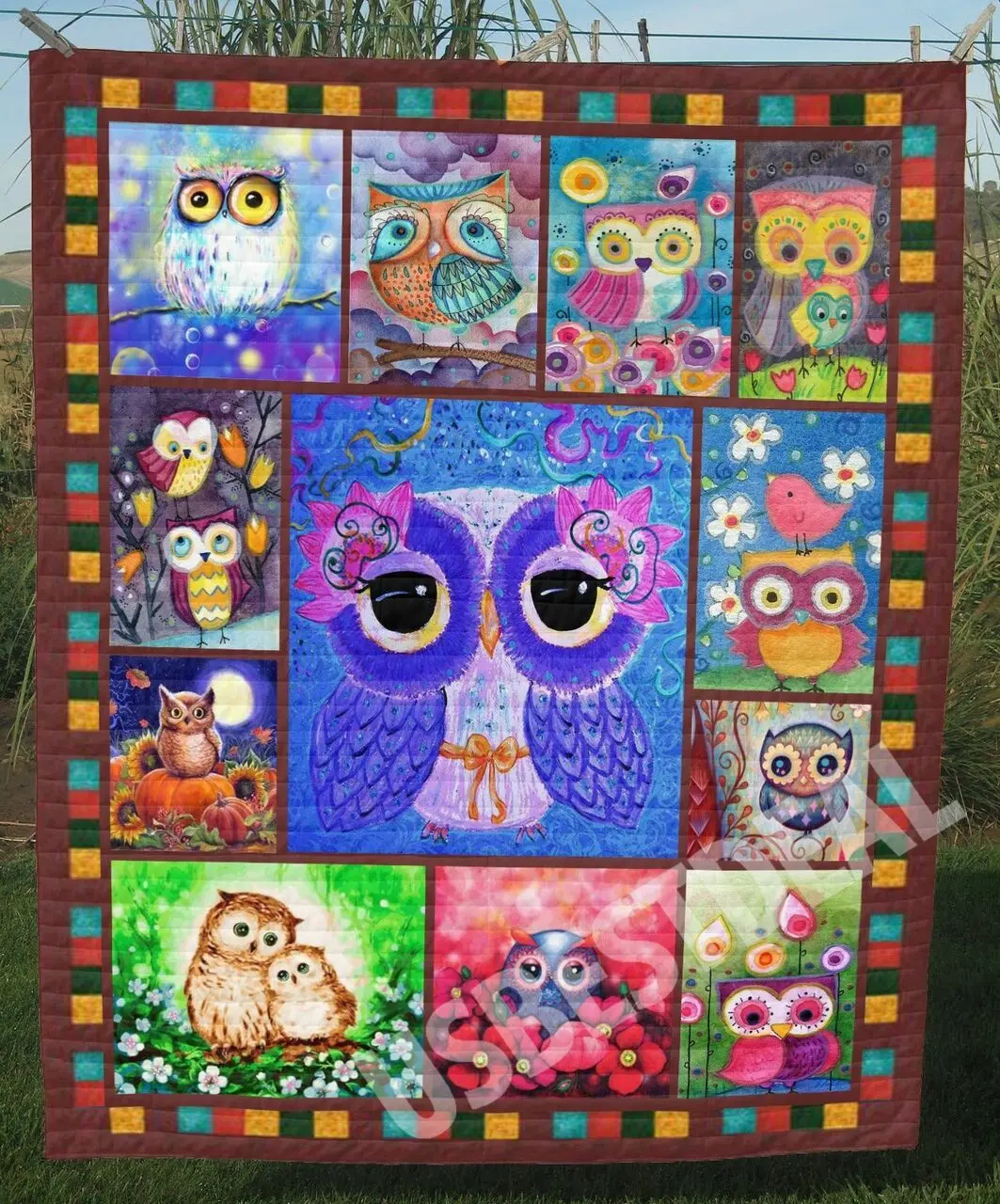 Owl Colorful Owl Sc Quilt Derqss and Home Decor
