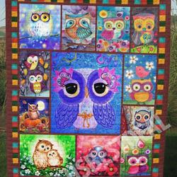 Owl Colorful Owl Sc Quilt Derqss and Home Decor