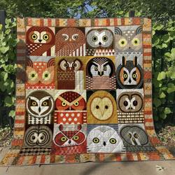 Owl Hm220508 Quilt Blanket and Home Decor