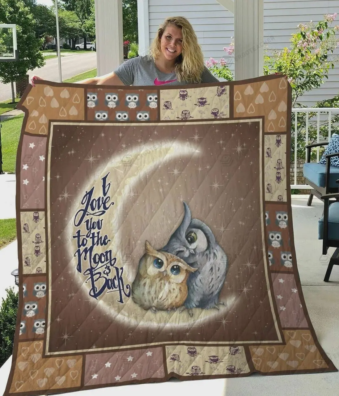 Owl I Love You To The Moon And Back Quilt Blanket Great Customized Blanket Gifts For Birthday Christmas Thanksgiving and Home Decor