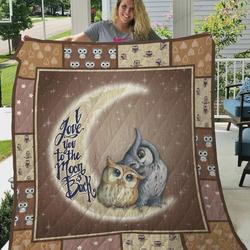 Owl I Love You To The Moon And Back Quilt Blanket Great Customized Blanket Gifts For Birthday Christmas Thanksgiving and Home Decor