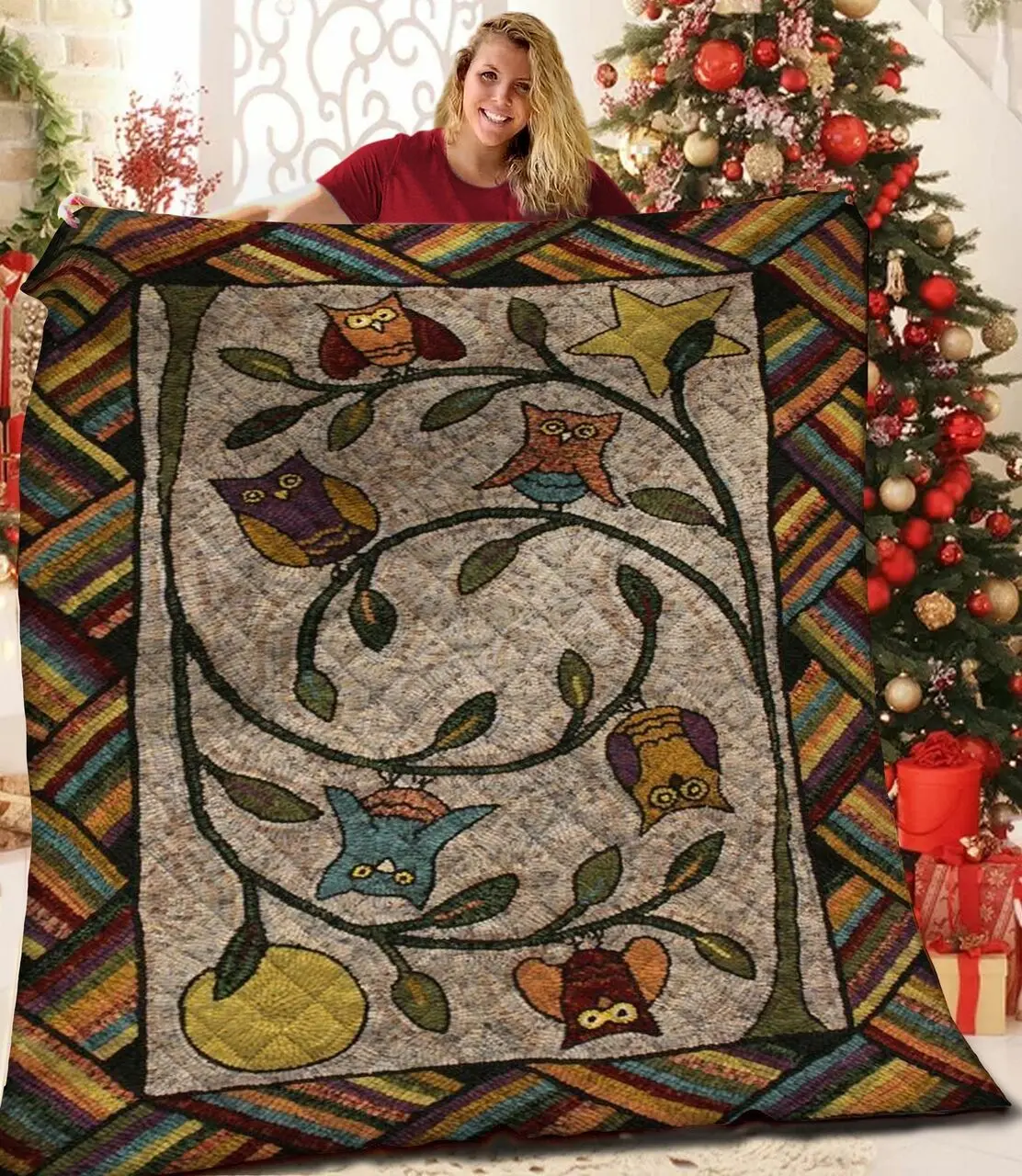 Owl JFJ10970 3D Customized Quilt 2707 and Home Decor