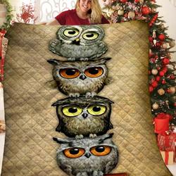 Owl JFJ10977 3D Customized Quilt 2707 and Home Decor
