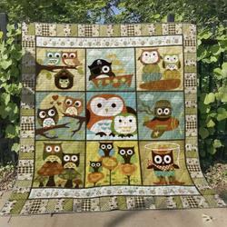 Owl Nx310538 Quilt Blanket and Home Decor