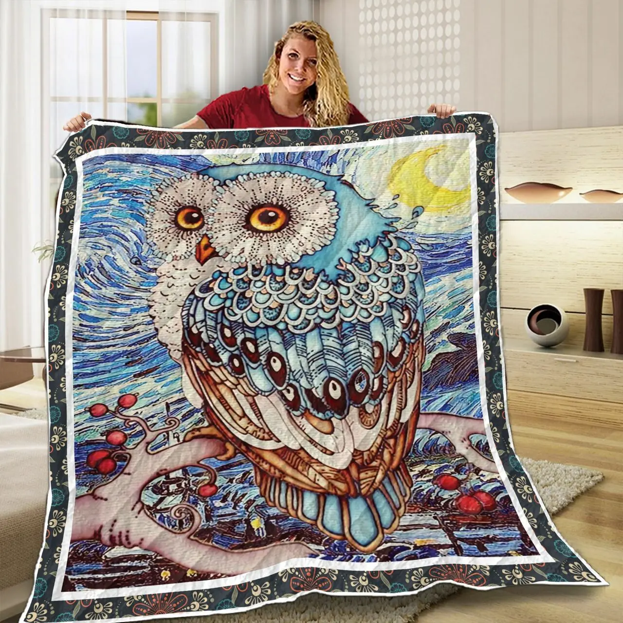 Owl VF17 3D Customized Quilt and Home Decor