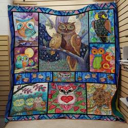 Owl:Mom And Daughter Quilt V2 and Home Decor