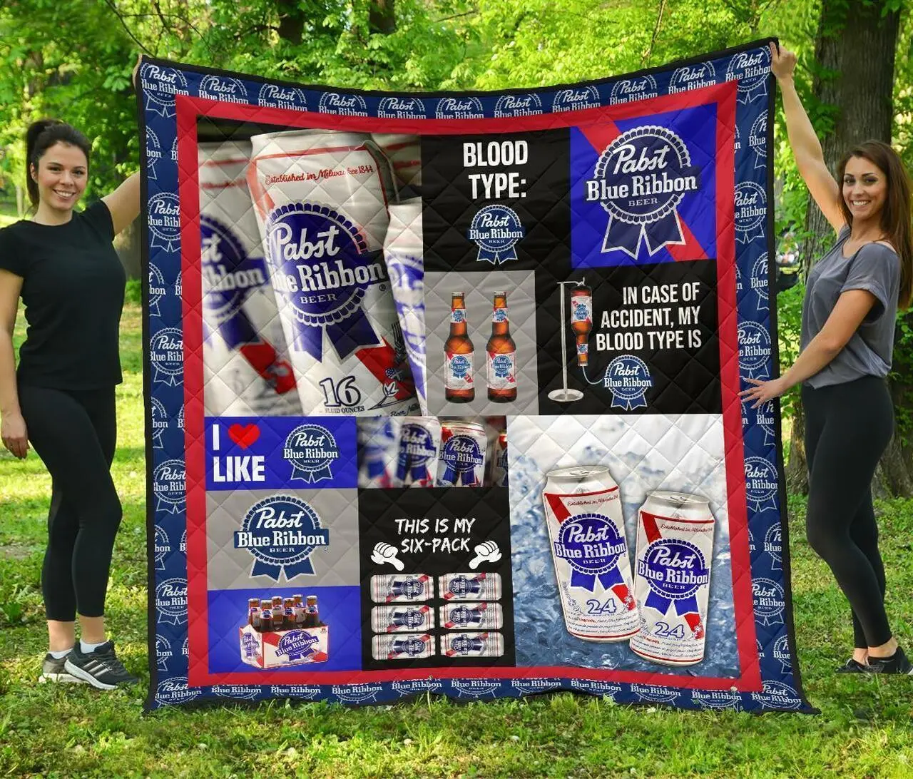 Pabst Blue Ribbon Funny Gift For Beer Lover Quilt and Home Decor
