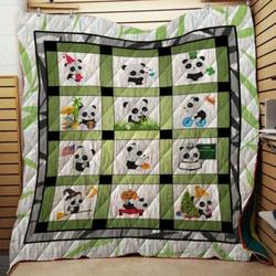 Panda Activities Quilt Blanket Great Customized Blanket Gifts For Birthday Christmas Thanksgiving and Home Decor