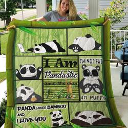 Panda I Am Pandastic Just The Way I Am Quilt Blanket Great Customized Blanket Gifts For Birthday Christmas Thanksgiving and Home Decor