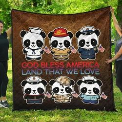 Panda Social Worker Nurse Firefighter Police Quilt Tdhzx and Home Decor