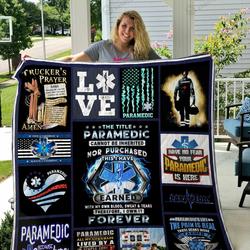 Paramedic Have No Fear Your Paramedic Is Here Quilt Blanket Great Customized Gifts For Birthday Christmas Thanksgiving Perfect Gifts For Paramedic and Home Decor