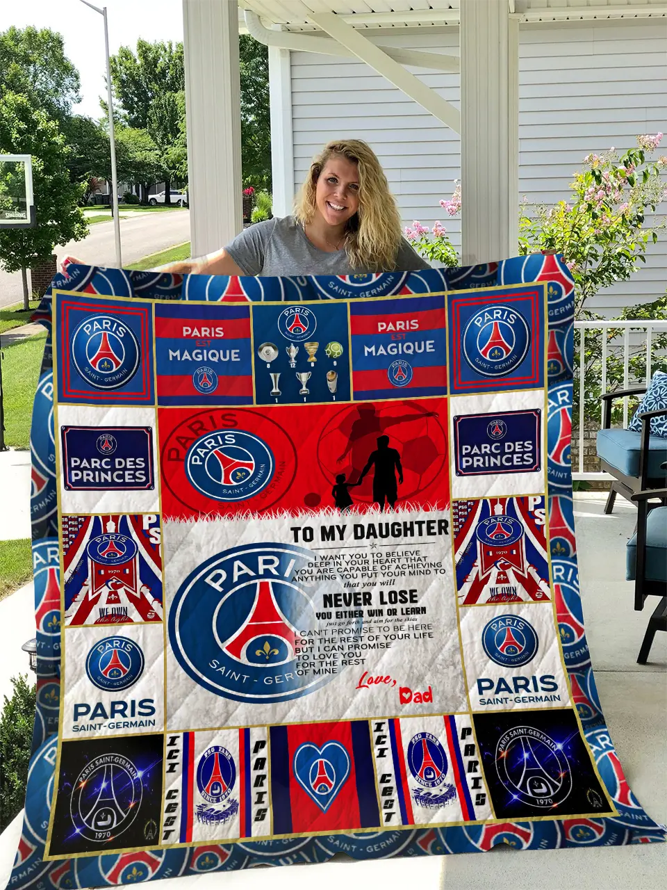 Paris Saint-Germain Quilt Dad To Daughter I1D1 and Home Decor