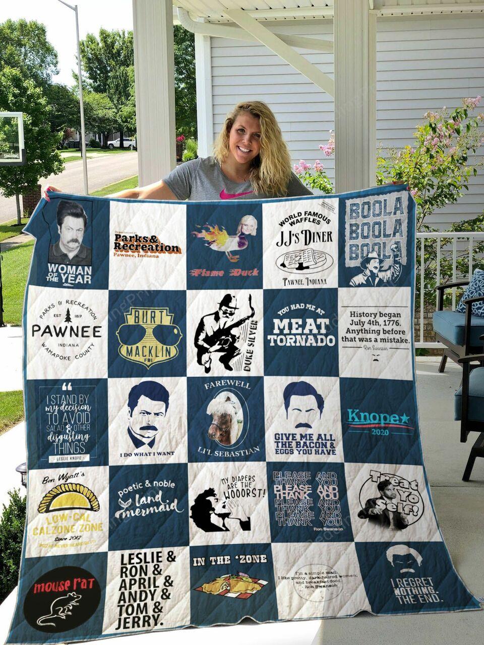 Parks And Recreation Quilt Blanket Great Customized Blanket Gifts For Birthday Christmas Thanksgiving and Home Decor
