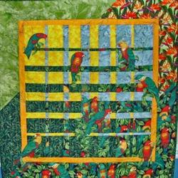 Parrot Hibiscus Quilt Tdhie and Home Decor