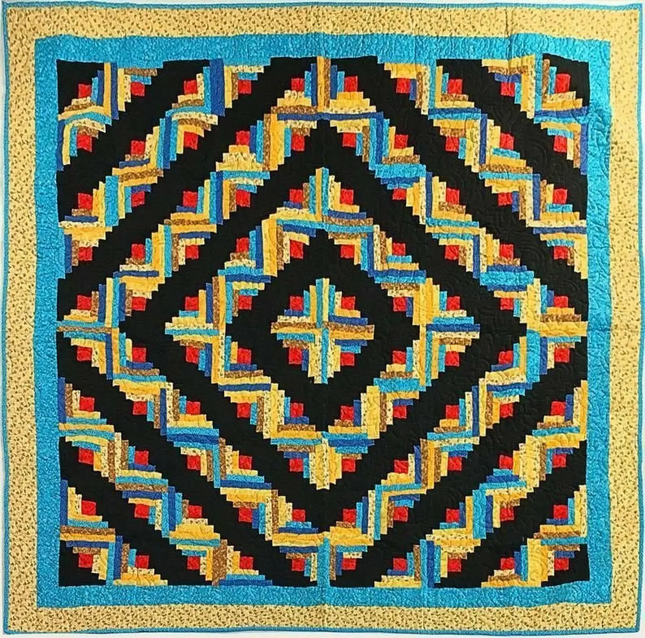 Patchwork Barn Raising Log Cabin Quilt Tdhem and Home Decor