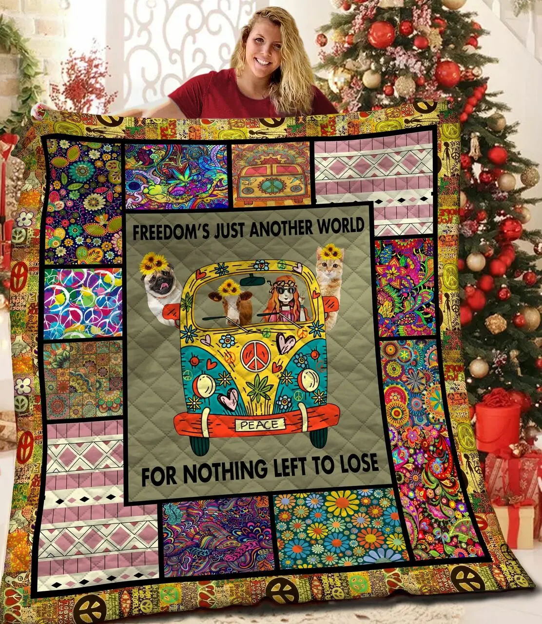 Peace Freedom JFJ11141 3D Customized Quilt 2707 and Home Decor