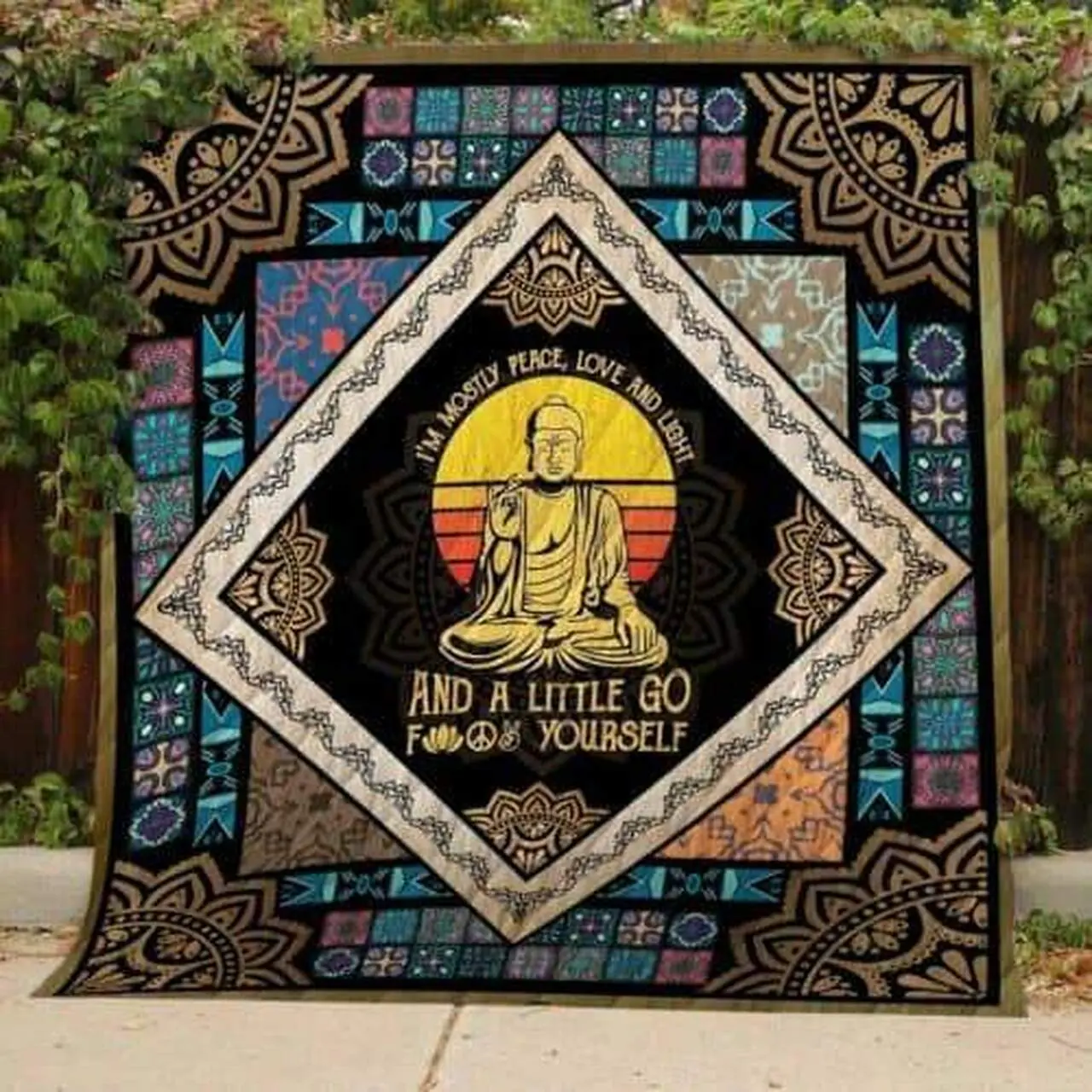 Peace Love And Light Quilt Blanket Th140 and Home Decor