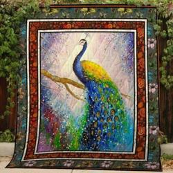Peacock Aesthetic Quilt Blanket Great Customized Gifts For Birthday Christmas Thanksgiving Perfect Gifts For Peacock Lover and Home Decor