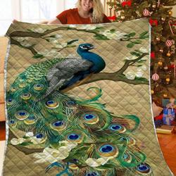 Peacock JFJ11166 3D Customized Quilt 2707 and Home Decor