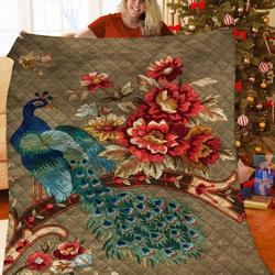 Peacock JFJ11181 3D Customized Quilt 2707 and Home Decor