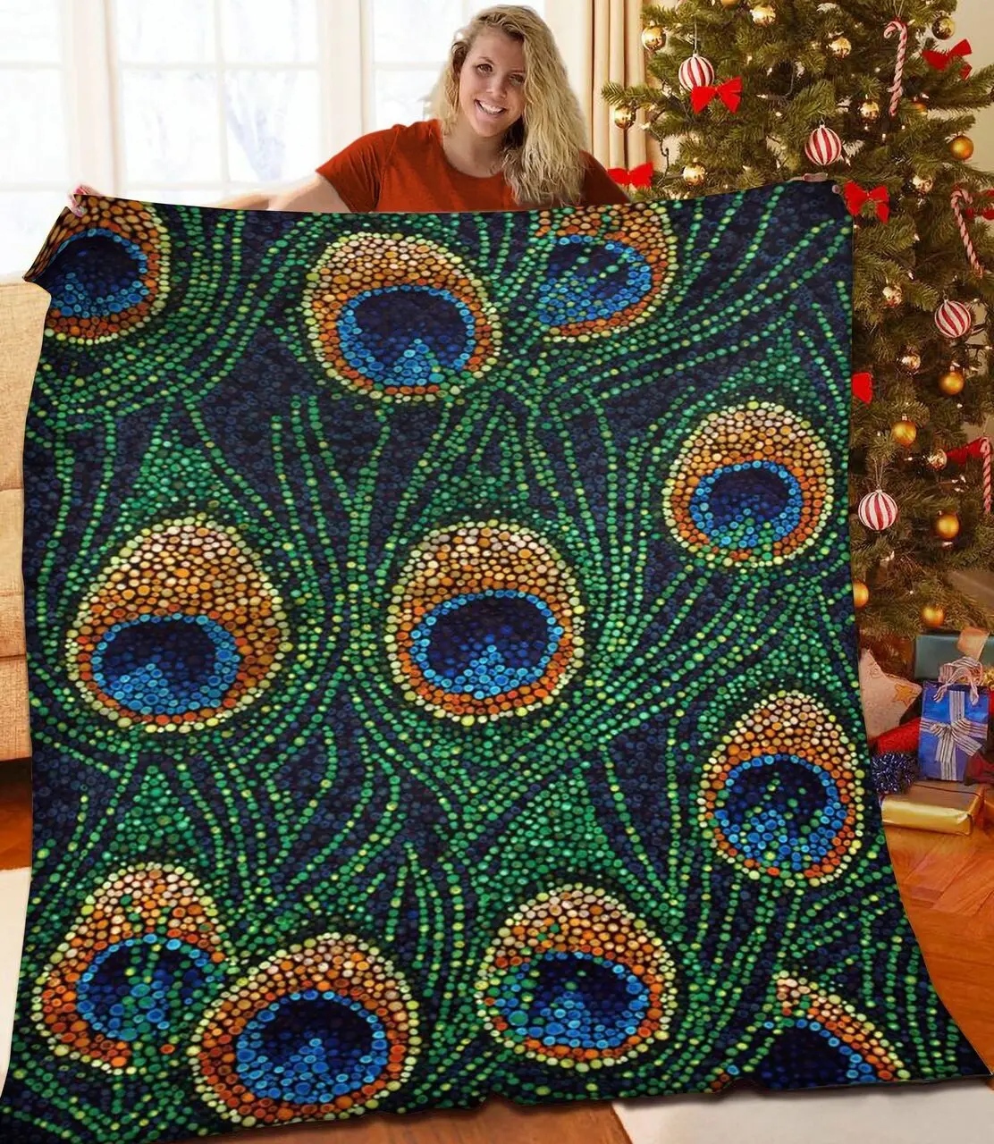 Peacock JFJ11182 3D Customized Quilt 2707 and Home Decor