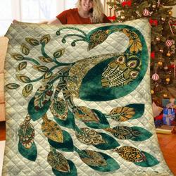 Peacock JFJ11186 3D Customized Quilt 2707 and Home Decor
