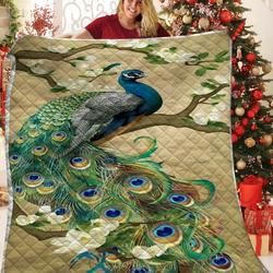 Peacock JFJ11187 3D Customized Quilt 2707 and Home Decor