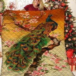 Peacock JFJ11189 3D Customized Quilt 2707 and Home Decor