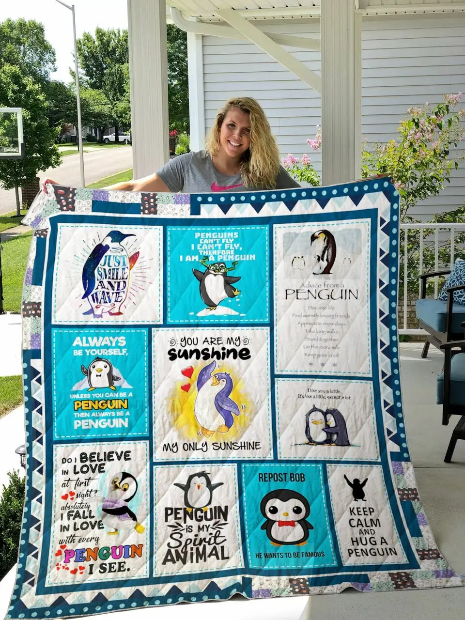 Penguin Is My Spirit Animal Quilt Blanket Great Customized Blanket Gifts For Birthday Christmas Thanksgiving and Home Decor