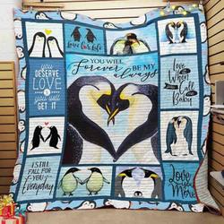 Penguin You Will Forever Be My Always Quilt Blanket Great Customized Blanket Gifts For Birthday Christmas Thanksgiving and Home Decor