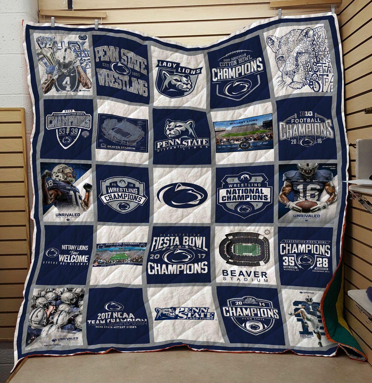Penn State Nittany Lions Quilt Blanket Th1507 Fan Made and Home Decor