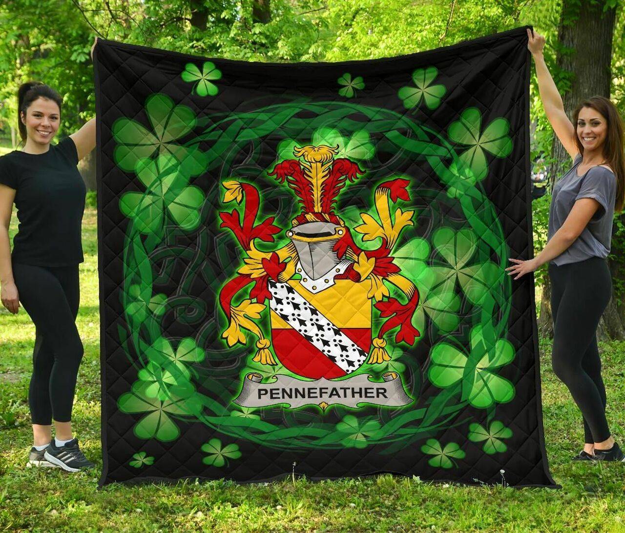 Pennefather Ireland Irish Celtic Shamrock Knot Circle JFJ11231 3D Customized Quilt 2707 and Home Decor