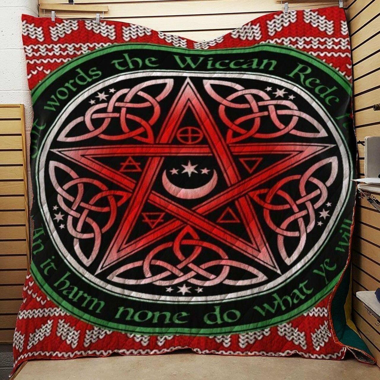 Pentacle Wicca Christmas Quilt Tdhwf and Home Decor