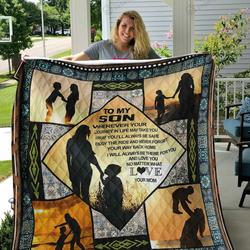 Perosonalized To My Son From Mom Never Forget Your Way Back Home Quilt Blanket Great Customized Gifts For Birthday Christmas Thanksgiving and Home Decor
