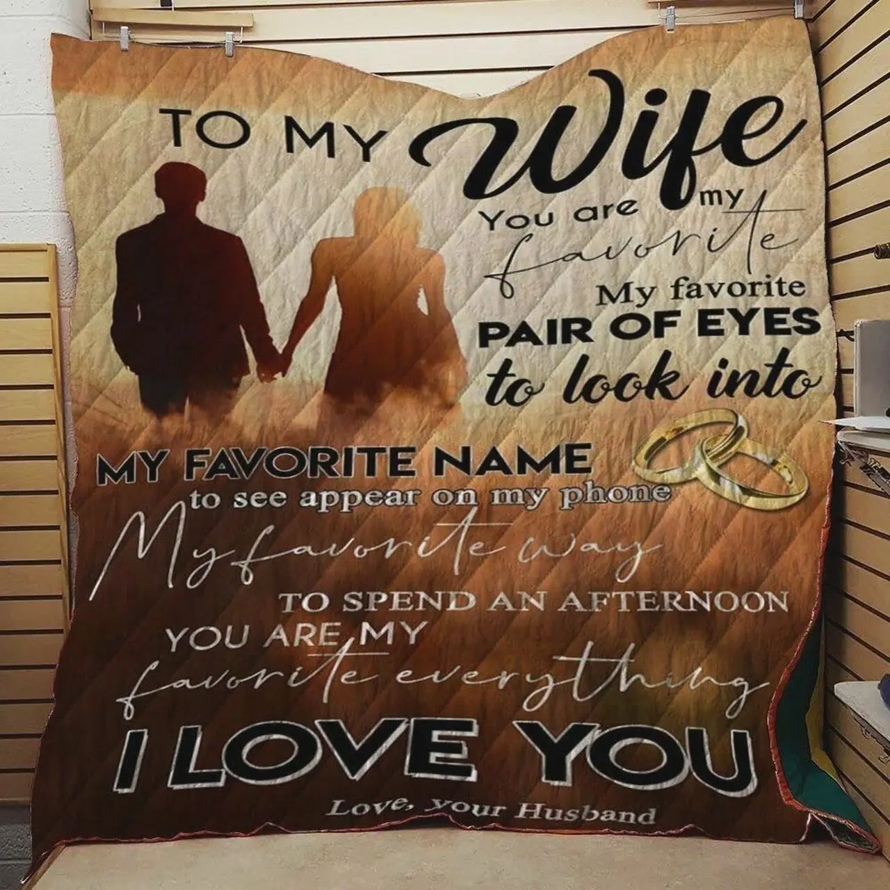 Persoanlized To My Wife Quilt Blanket From Husband You Are My Favorite Everything I Love You Great Customized Blanket Gifts For Birthday Christmas Thanksgiving and Home Decor